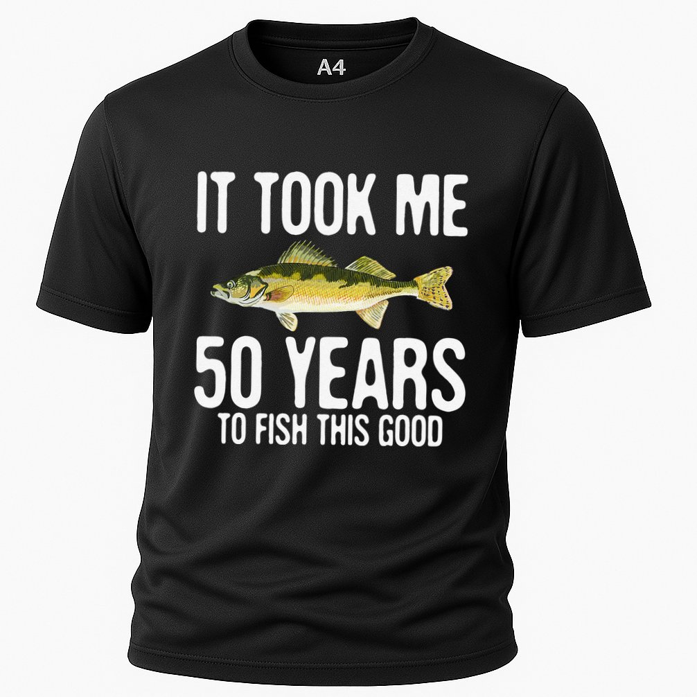 Funny Walleye Fishing 50th Birthday 50 Years To Fish Great Performance Shirt