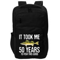 Funny Walleye Fishing 50th Birthday 50 Years To Fish Great Impact Tech Backpack