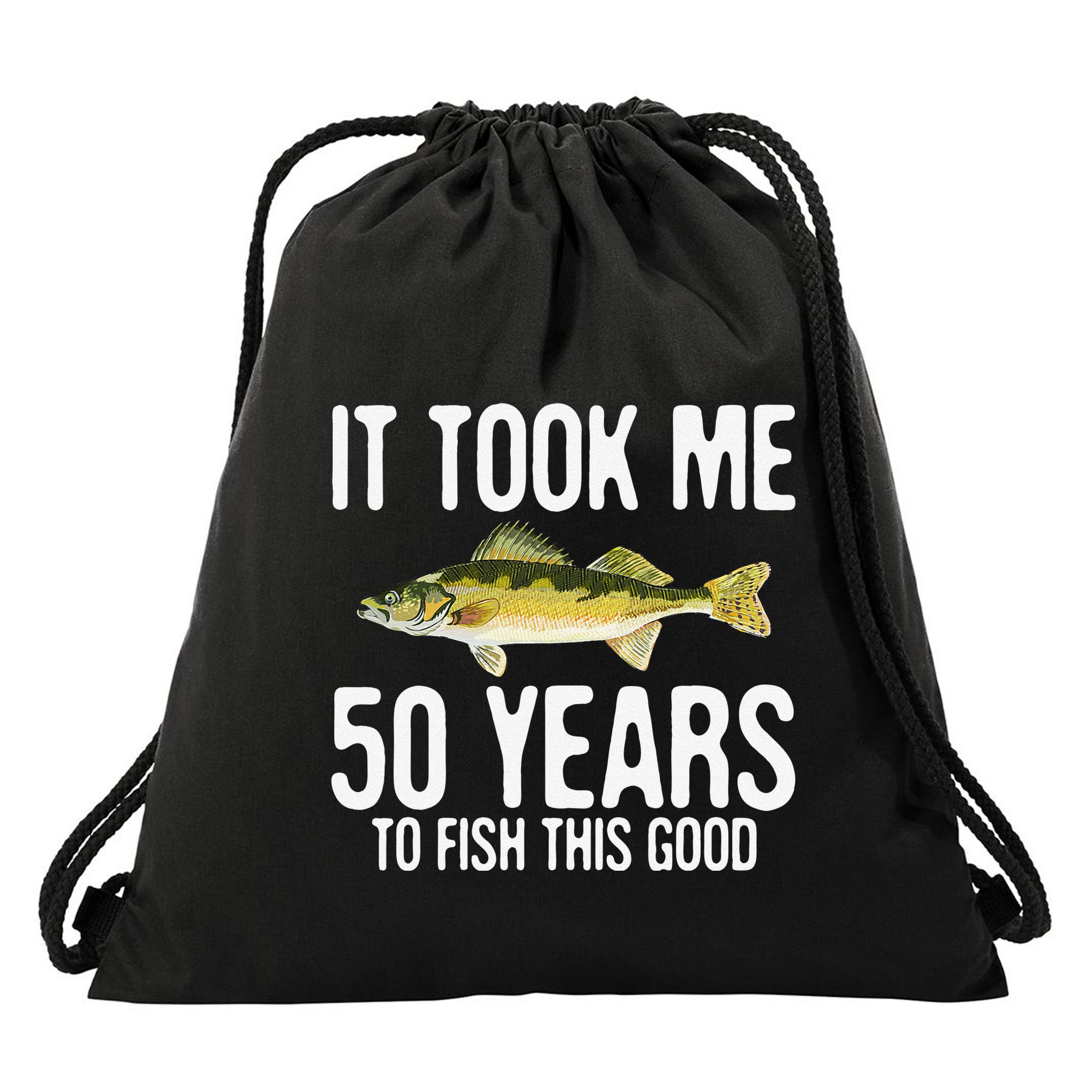 Funny Walleye Fishing 50th Birthday 50 Years To Fish Great Drawstring Bag