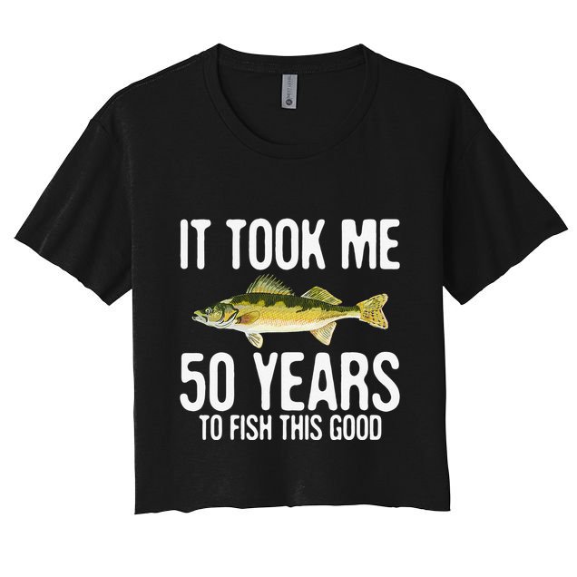 Funny Walleye Fishing 50th Birthday 50 Years To Fish Great Crop Top
