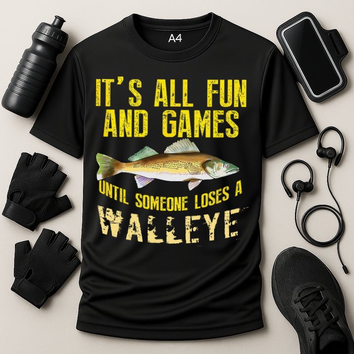 Funny Walleye Fishing Freshwater Fish Graphic Cooling Performance Crew T-Shirt