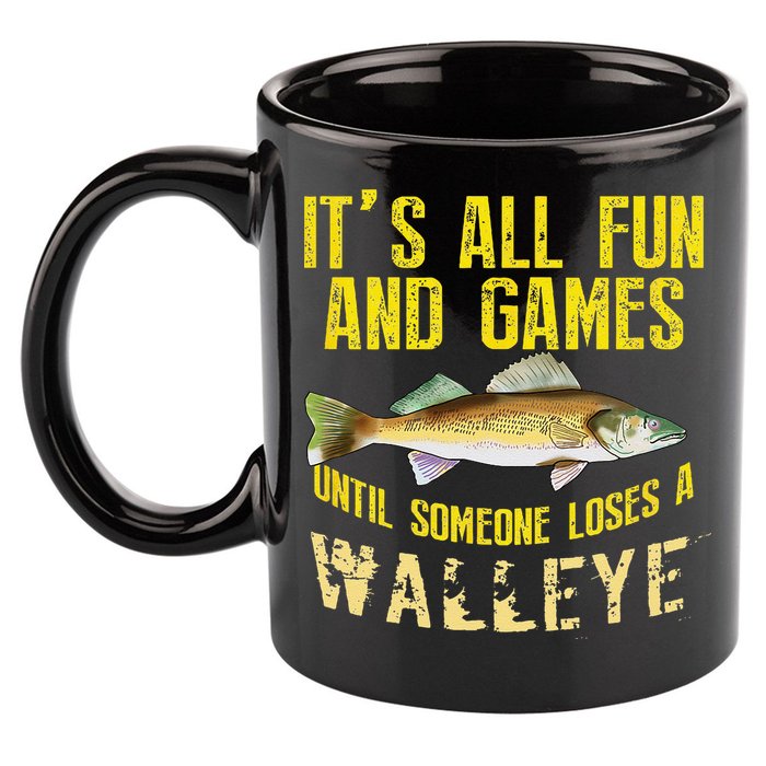 Funny Walleye Fishing Freshwater Fish Graphic 11oz C Handle Ceramic Mug
