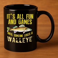 Funny Walleye Fishing Freshwater Fish Graphic 11oz C Handle Ceramic Mug