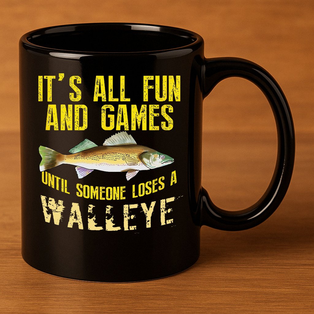 Funny Walleye Fishing Freshwater Fish Graphic 11oz C Handle Ceramic Mug