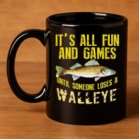 Funny Walleye Fishing Freshwater Fish Graphic 11oz C Handle Ceramic Mug