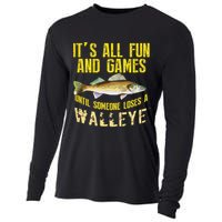 Funny Walleye Fishing Freshwater Fish Graphic Cooling Performance Long Sleeve Crew