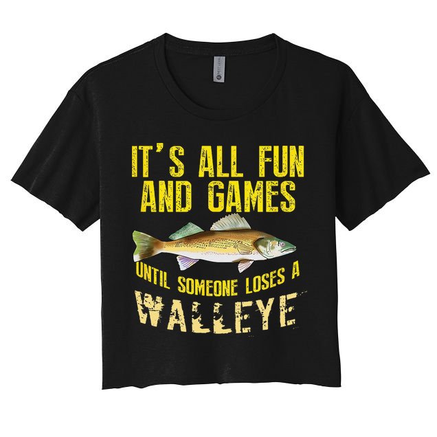 Funny Walleye Fishing Freshwater Fish Graphic Crop Top