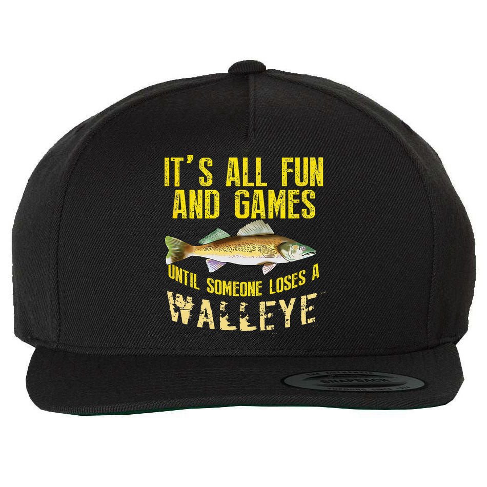 Funny Walleye Fishing Freshwater Fish Graphic Wool Snapback Cap