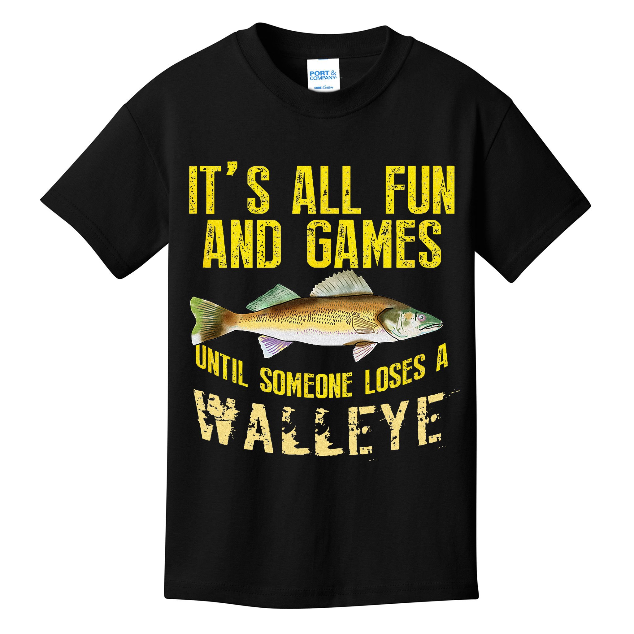 Funny Walleye Fishing Freshwater Fish Graphic Kids T-Shirt