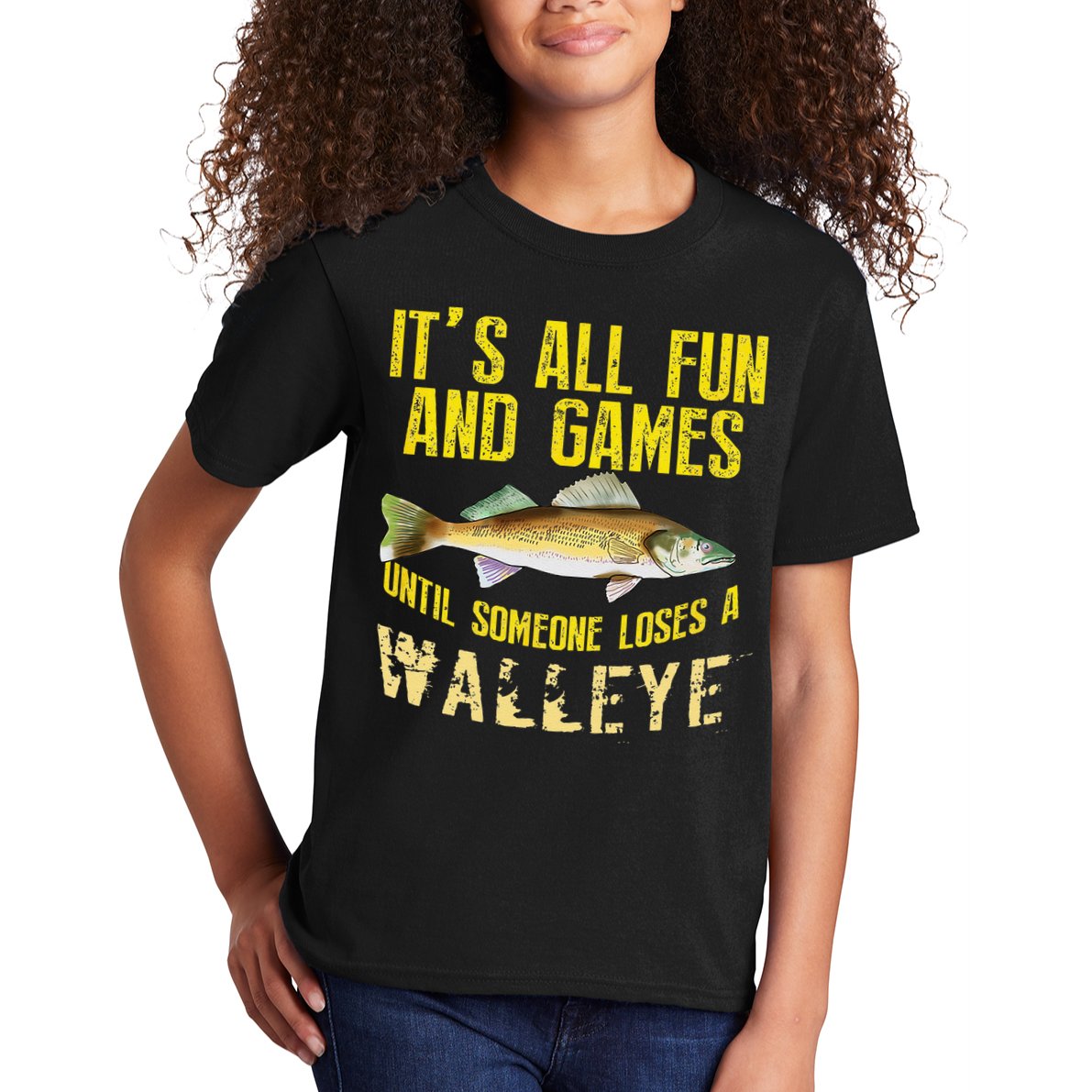 Funny Walleye Fishing Freshwater Fish Graphic Kids T-Shirt