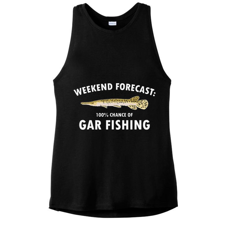 Funny Weekend Forecast Alligator Gar Fishing Ladies PosiCharge Tri-Blend Wicking Tank