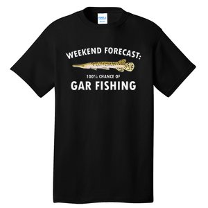 Funny Weekend Forecast Alligator Gar Fishing Tall T-Shirt