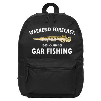 Funny Weekend Forecast Alligator Gar Fishing 16 in Basic Backpack