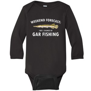 Funny Weekend Forecast Alligator Gar Fishing Baby Long Sleeve Bodysuit