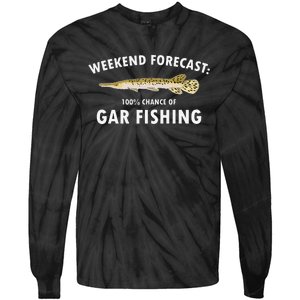 Funny Weekend Forecast Alligator Gar Fishing Tie-Dye Long Sleeve Shirt