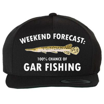 Funny Weekend Forecast Alligator Gar Fishing Wool Snapback Cap