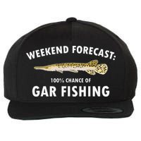 Funny Weekend Forecast Alligator Gar Fishing Wool Snapback Cap