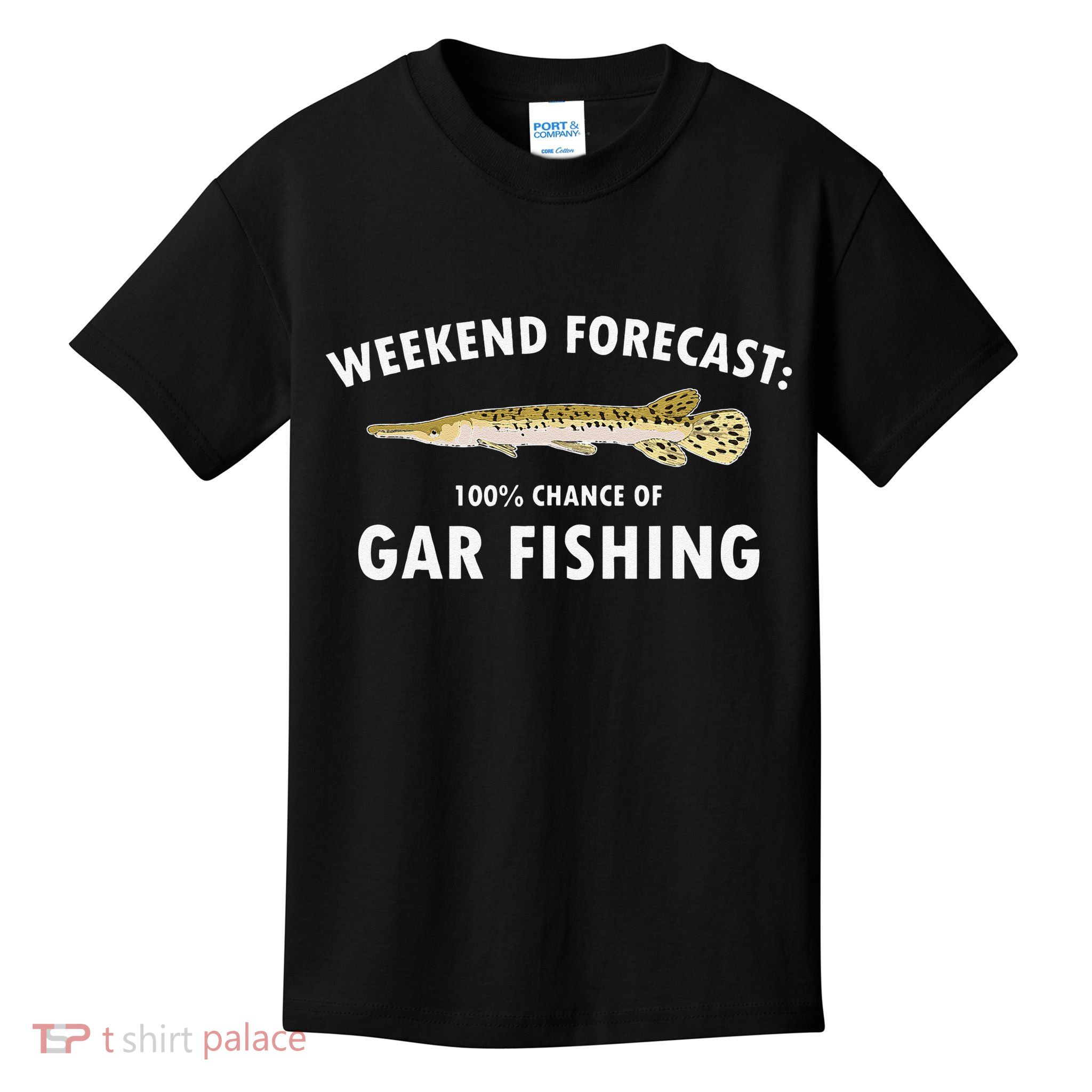 Funny Weekend Forecast Alligator Gar Fishing Kids T-Shirt