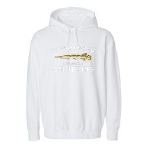 Funny Weekend Forecast Alligator Gar Fishing Garment-Dyed Fleece Hoodie