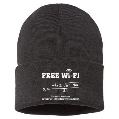 Free Wifi Funny 100 Days Of School Mathematics Calculation Sustainable Knit Beanie