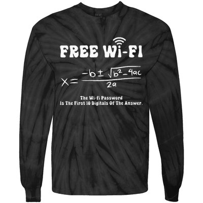 Free Wifi Funny 100 Days Of School Mathematics Calculation Tie-Dye Long Sleeve Shirt