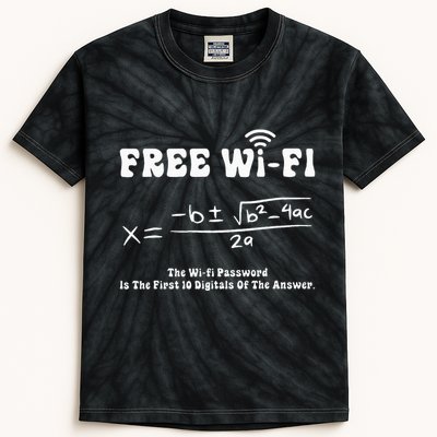 Free Wifi Funny 100 Days Of School Mathematics Calculation Kids Tie-Dye T-Shirt