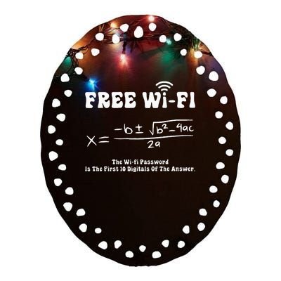 Free Wifi Funny 100 Days Of School Mathematics Calculation Ceramic Oval Ornament