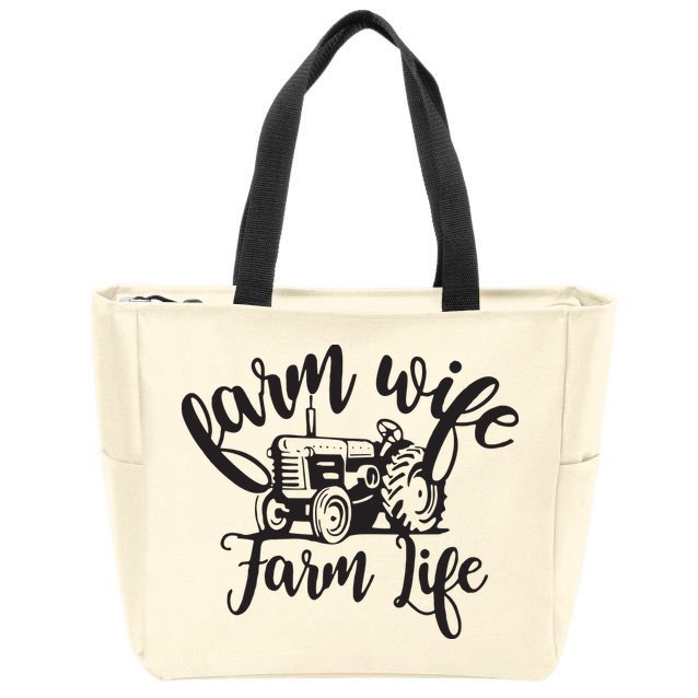 Farm Wife Farm Life Farmer Wife Zip Tote Bag