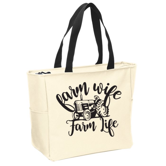 Farm Wife Farm Life Farmer Wife Zip Tote Bag