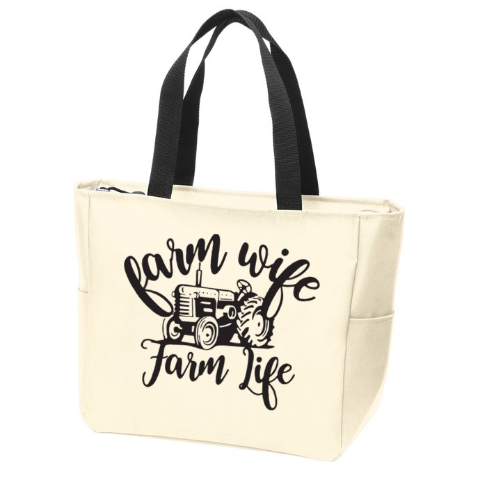 Farm Wife Farm Life Farmer Wife Zip Tote Bag