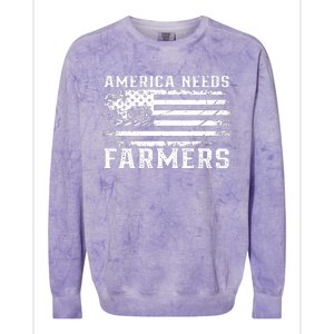 Farm With Flag America Needs Farmers Colorblast Crewneck Sweatshirt