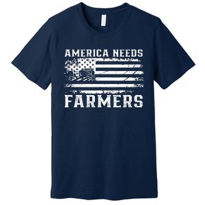 Farm With Flag America Needs Farmers Premium T-Shirt