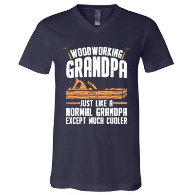 Funny Woodworking For Woodwork Grandpa Dad Men Woodworker V-Neck T-Shirt