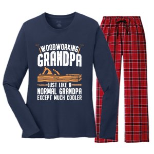 Funny Woodworking For Woodwork Grandpa Dad Men Woodworker Women's Long Sleeve Flannel Pajama Set 