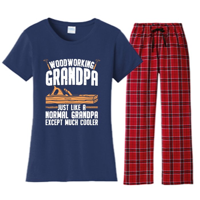 Funny Woodworking For Woodwork Grandpa Dad Men Woodworker Women's Flannel Pajama Set