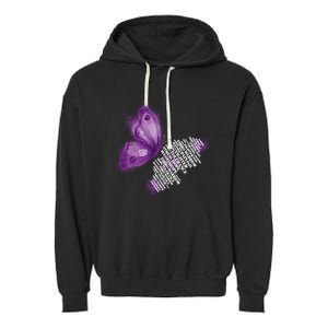 Fibro Warrior Fibromyalgia Awareness Purple Butterfly Gift Garment-Dyed Fleece Hoodie