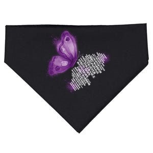 Fibro Warrior Fibromyalgia Awareness Purple Butterfly Gift USA-Made Doggie Bandana