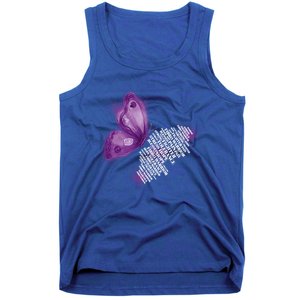 Fibro Warrior Fibromyalgia Awareness Purple Butterfly Gift Tank Top