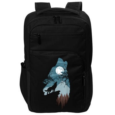 Forest With FullMoon And Cliff Of Silhouette Howling Impact Tech Backpack