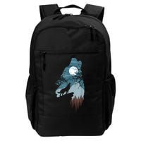 Forest With FullMoon And Cliff Of Silhouette Howling Daily Commute Backpack