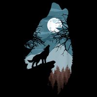 Forest With FullMoon And Cliff Of Silhouette Howling Daily Commute Backpack