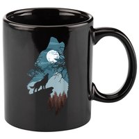 Forest With FullMoon And Cliff Of Silhouette Howling 11oz C Handle Ceramic Mug