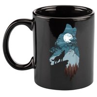 Forest With FullMoon And Cliff Of Silhouette Howling 11oz C Handle Ceramic Mug