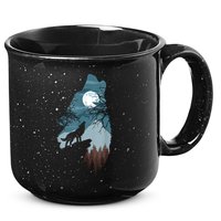Forest With FullMoon And Cliff Of Silhouette Howling 15oz Campfire Ceramic Mug