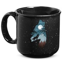 Forest With FullMoon And Cliff Of Silhouette Howling 15oz Campfire Ceramic Mug
