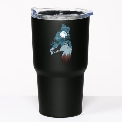 Forest With FullMoon And Cliff Of Silhouette Howling Tumbler