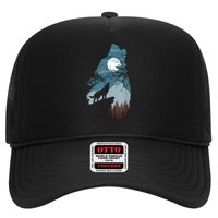 Forest With FullMoon And Cliff Of Silhouette Howling Trucker Hat