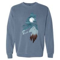 Forest With FullMoon And Cliff Of Silhouette Howling Garment-Dyed Sweatshirt