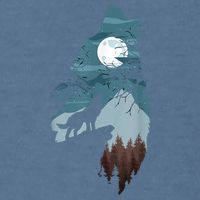 Forest With FullMoon And Cliff Of Silhouette Howling Garment-Dyed Sweatshirt