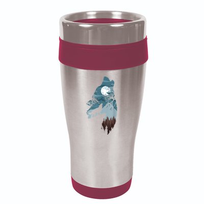 Forest With FullMoon And Cliff Of Silhouette Howling 16oz Travel Tumbler